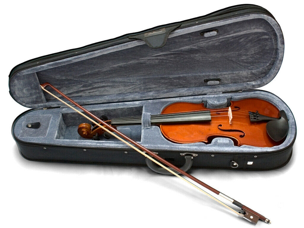 Valencia 1/2 Size Violin Outfit Solid Carved Top and Back Poly Foam Ca