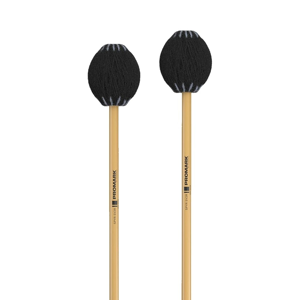 Promark SPYR SV3R Hard Vibraphone Mallets - 1 Pair, Birch Shaft, Synthetic Rubber Core, Cord-Wrapped, 16.5" Length, 1.37" Head Diameter