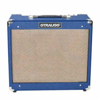 Strauss SVT-20R 20 Watt Combo Valve Amplifier with Reverb, Blue, 1x12 Cabinet, Celestion Speaker, Spring Reverb, Boost Switch