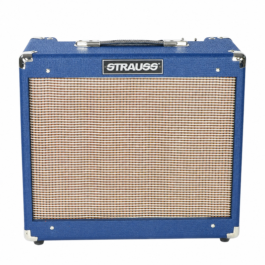Strauss SVT-20R 20 Watt Combo Valve Amplifier with Reverb, Blue, 1x12 Cabinet, Celestion Speaker, Spring Reverb, Boost Switch