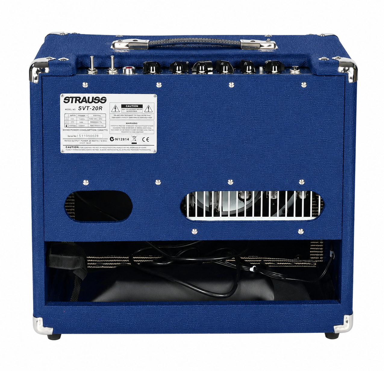 Strauss SVT-20R 20 Watt Combo Valve Amplifier with Reverb, Blue, 1x12 Cabinet, Celestion Speaker, Spring Reverb, Boost Switch — view 3