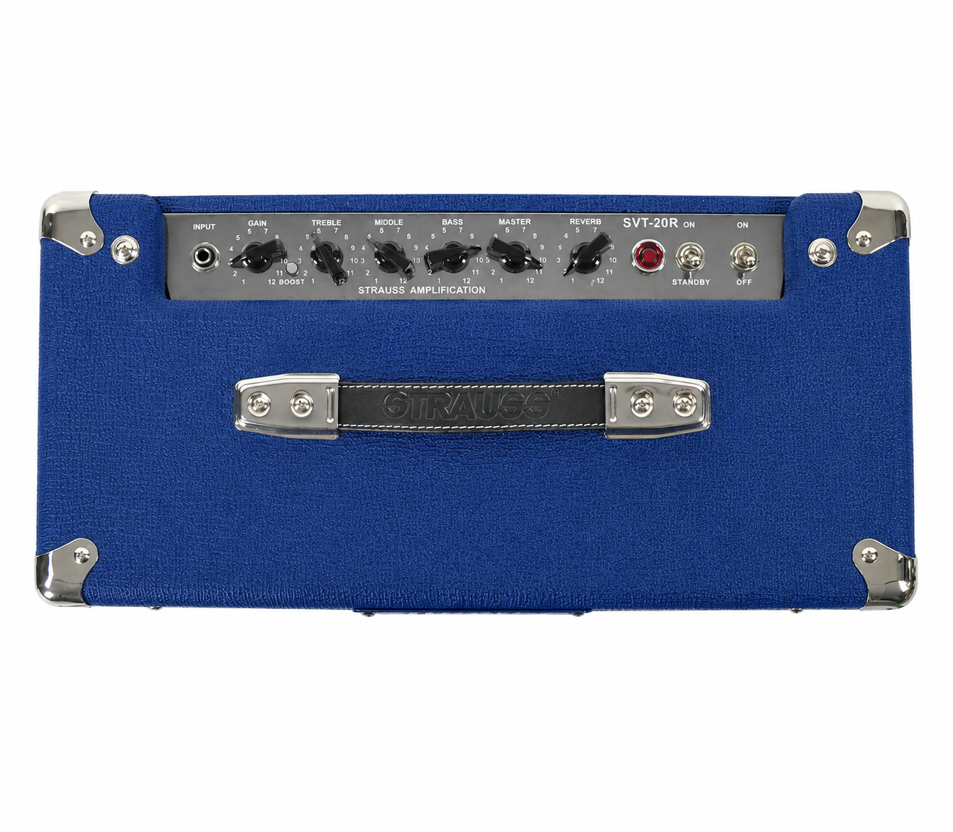 Strauss SVT-20R 20 Watt Combo Valve Amplifier with Reverb, Blue, 1x12 Cabinet, Celestion Speaker, Spring Reverb, Boost Switch — view 4