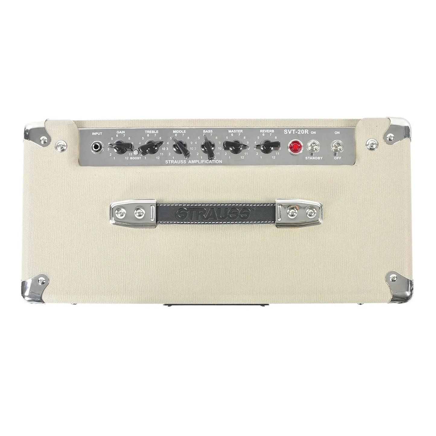 Strauss SVT-20R 20W Cream Combo Valve Amplifier with Reverb, 1x12 Speaker, Spring Reverb, Electro-Harmonix Tubes, Footswitchable Boost — view 4