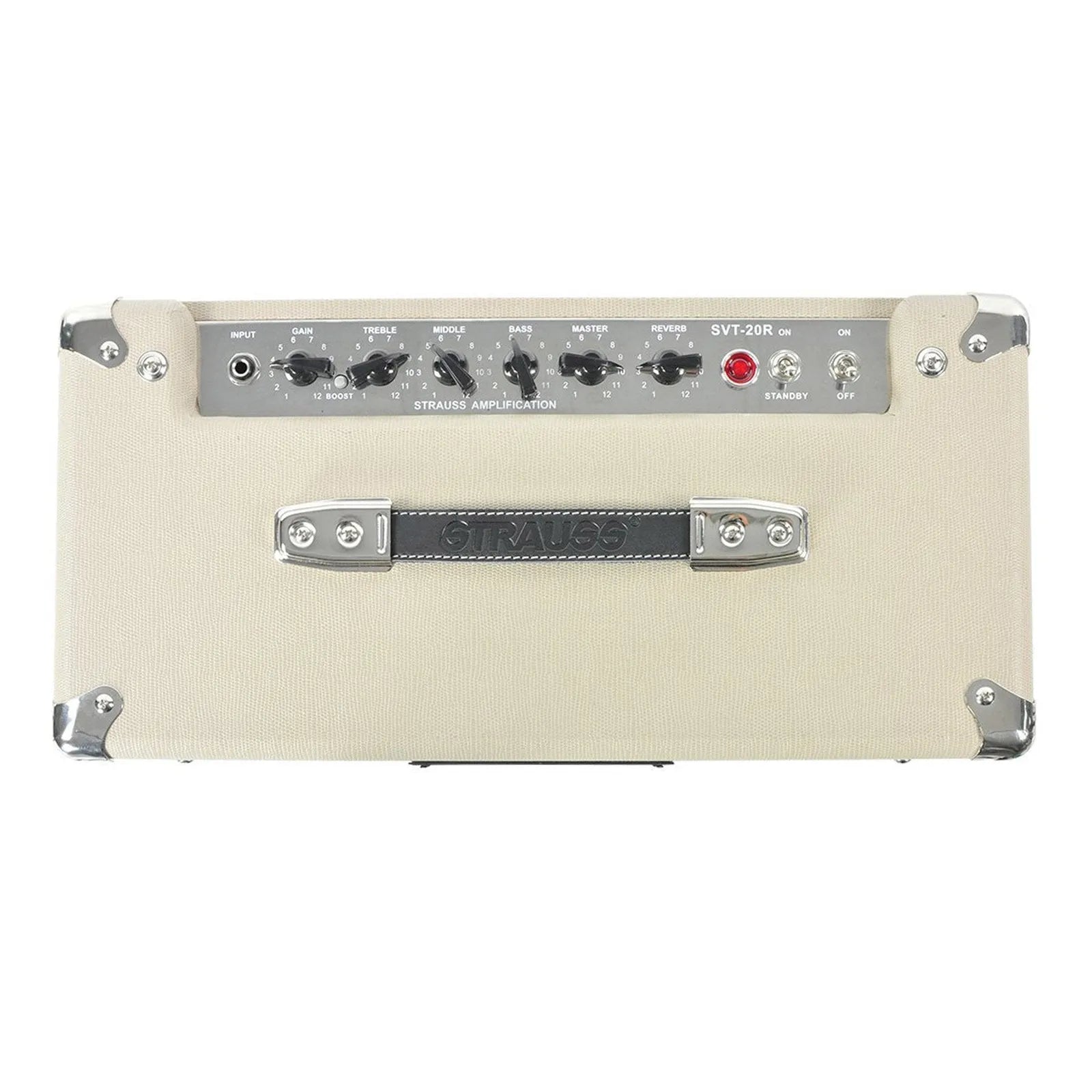 Strauss SVT-20R 20W Cream Combo Valve Amplifier with Reverb, 1x12 Speaker, Spring Reverb, Electro-Harmonix Tubes, Footswitchable Boost — view 4