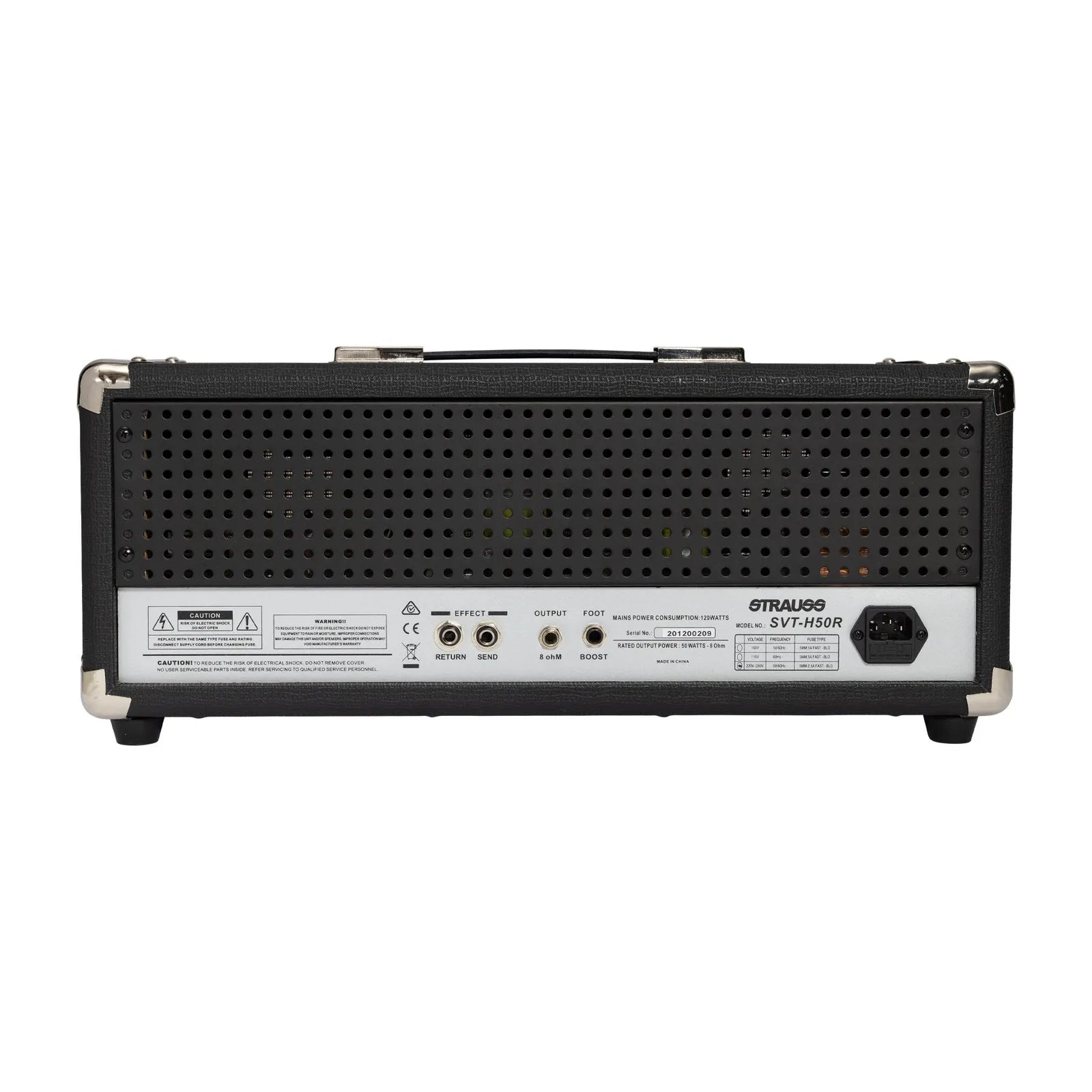 Strauss SVT-H50R 50 Watt Valve Amplifier Head with Reverb - Black — view 2