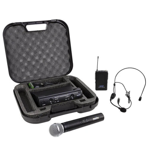 SoundArt SWS-290-MBP Dual Channel Wireless Microphone System with Lapel, Headset, Handheld Mics and Receiver