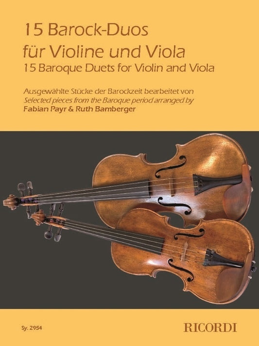 15 Baroque Duets For Violin And Viola Softcover Book (Viola|Violin)