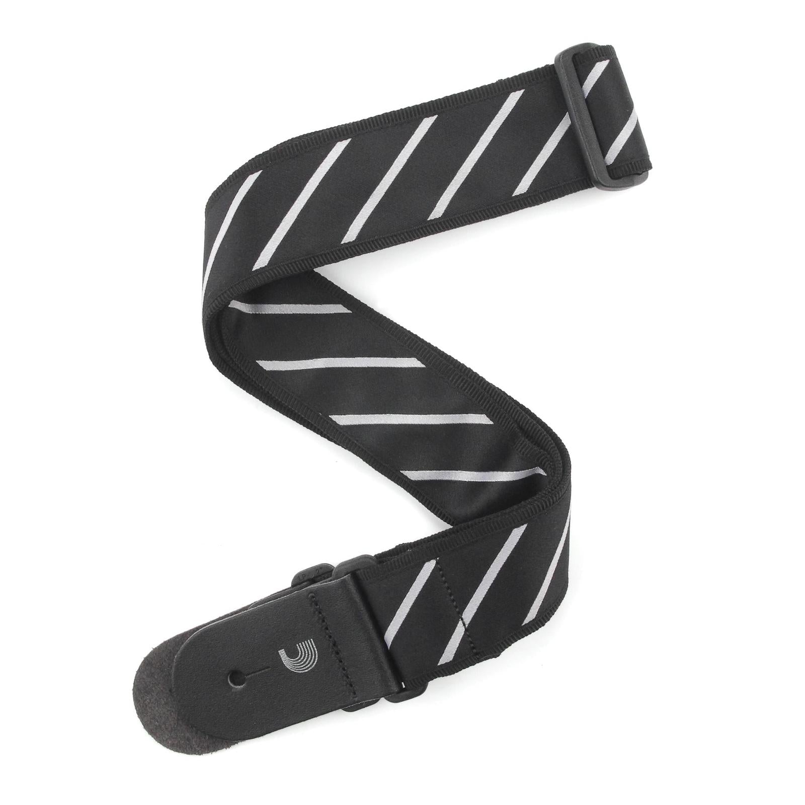2 Inch Guitar Strap, Tie Stripes, - Black & Grey, by D'Addario