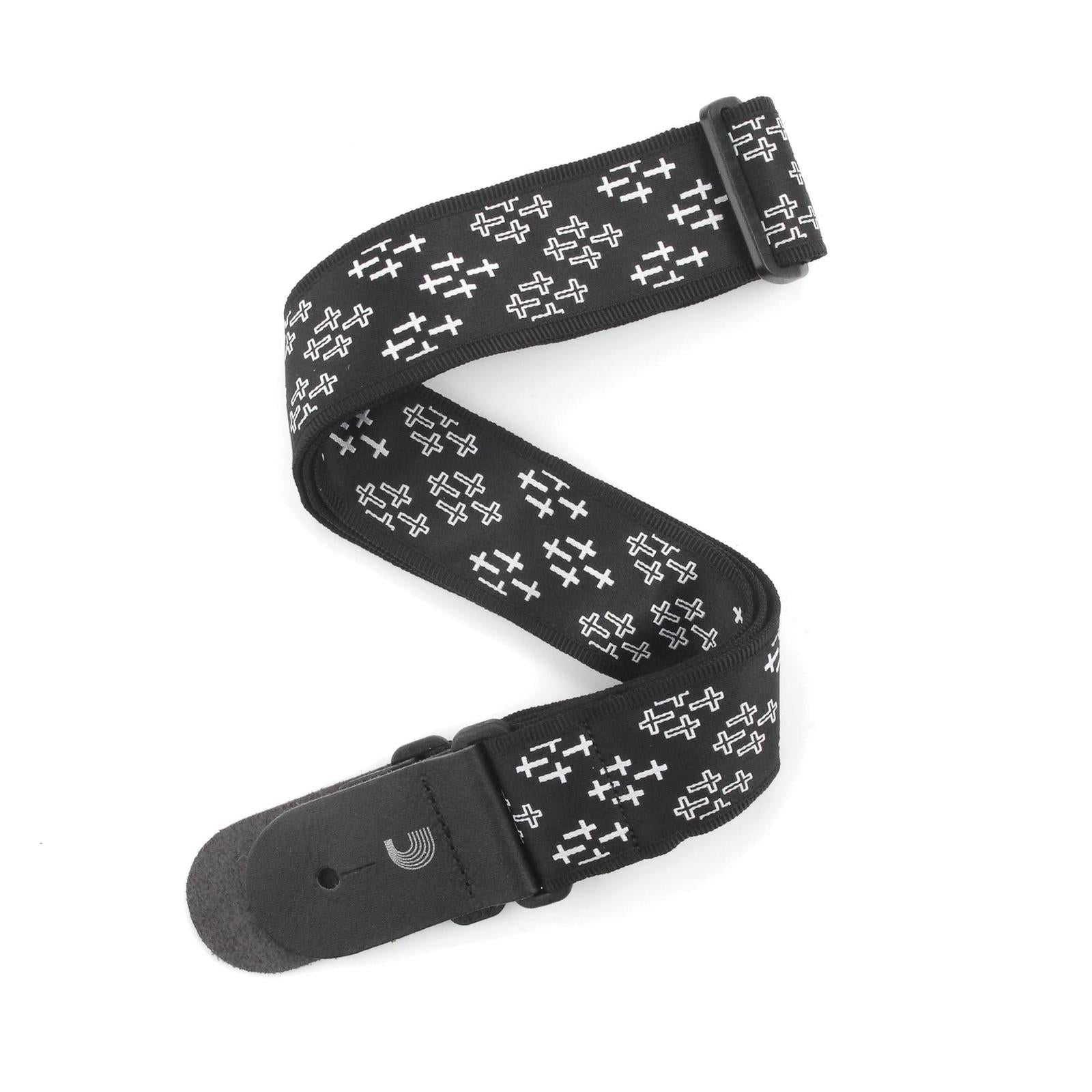 2 Inch Guitar Strap, Cross Print - Black & White, by D'Addario