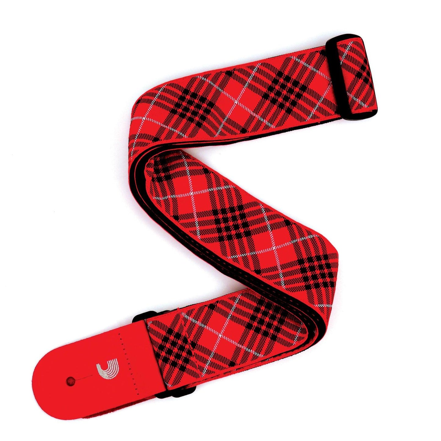 Woven Guitar Strap, Tartan - Red, Black, and White, by D'Addario