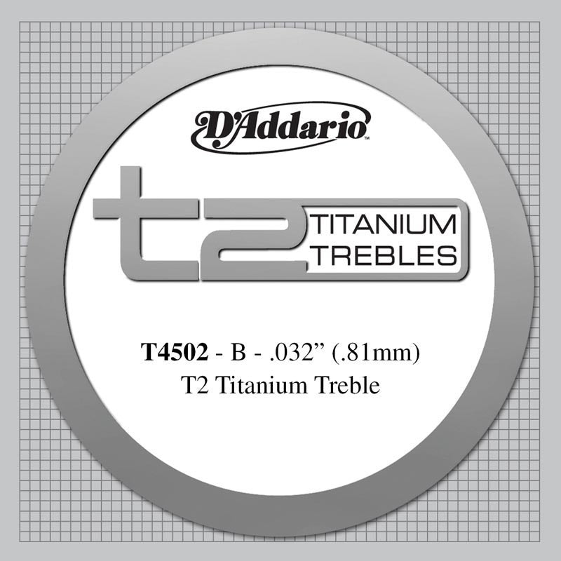 D'Addario T2 Titanium Treble Classical Guitar Single String, Normal Tension, Second String
