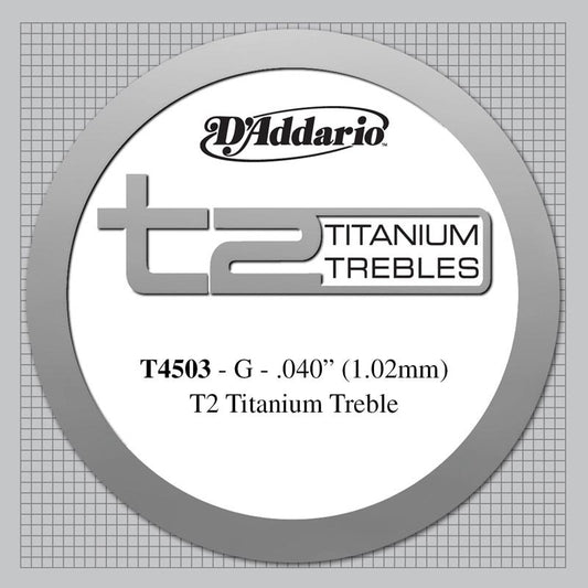 D'Addario T2 Titanium Treble Classical Guitar Single String, Normal Tension, Third String