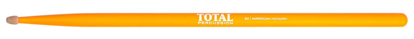 Total Percussion 5A Wood Tip Drumsticks - Fluorescent Orange