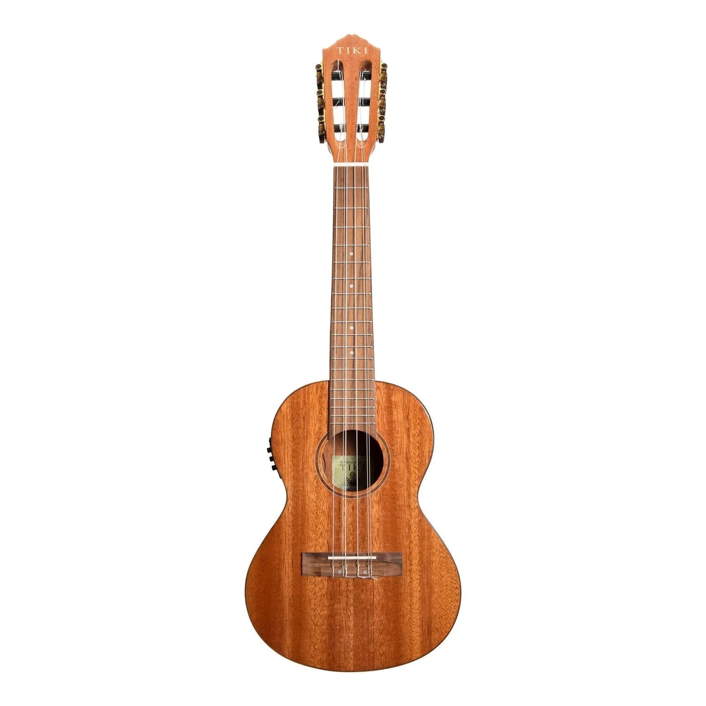 Tiki 6 String Mahogany Solid Top Electric Ukulele with Hard Case Natural Gloss T6E/C-NGL