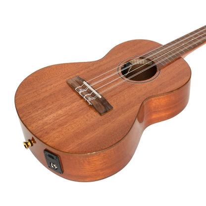 Tiki 6 String Mahogany Solid Top Electric Ukulele with Hard Case Natural Gloss T6E/C-NGL — view 6