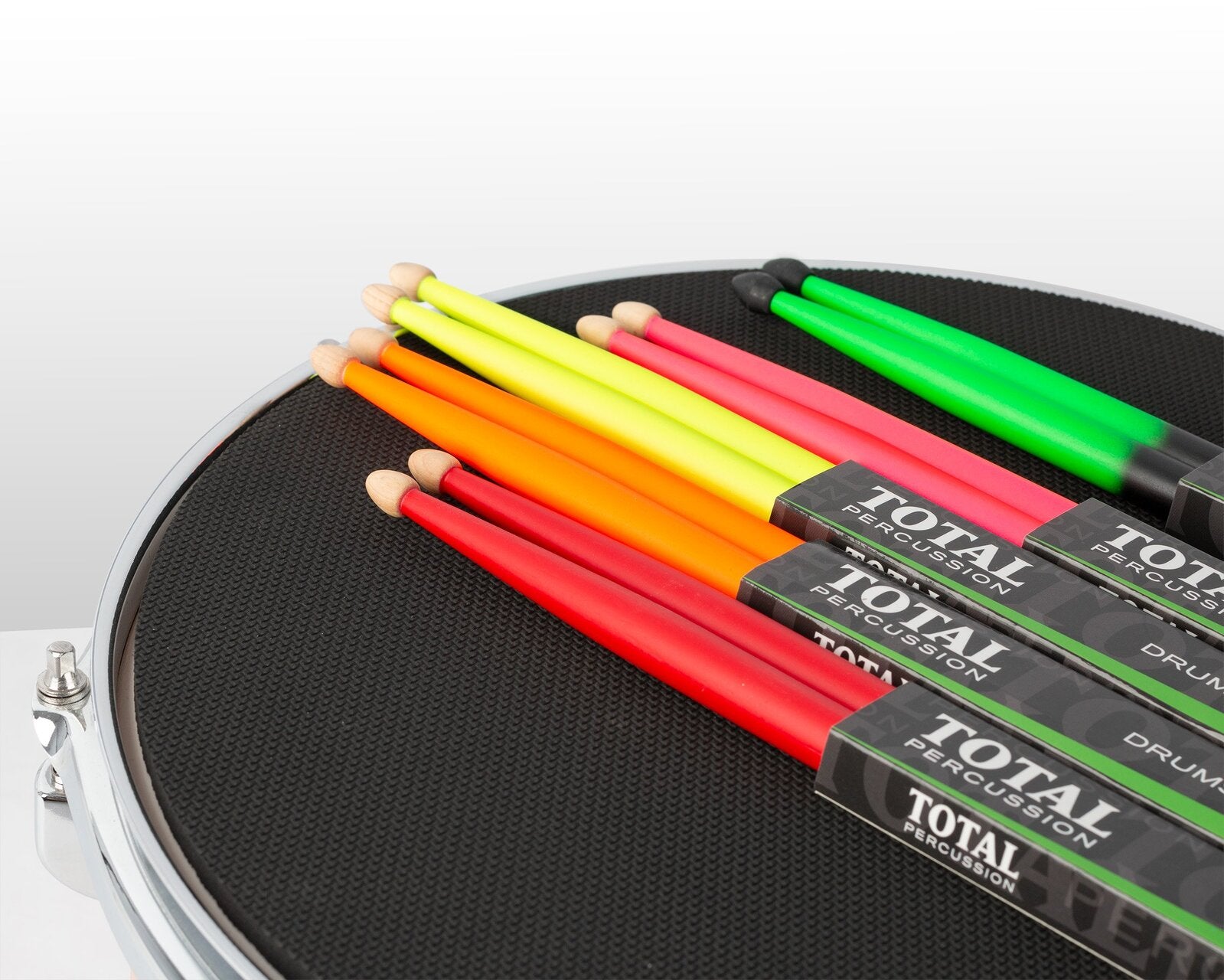 TOTAL PERCUSSION Fluorescent pink with natural tip. Drum Sticks. 7A Wood tip. — view 4