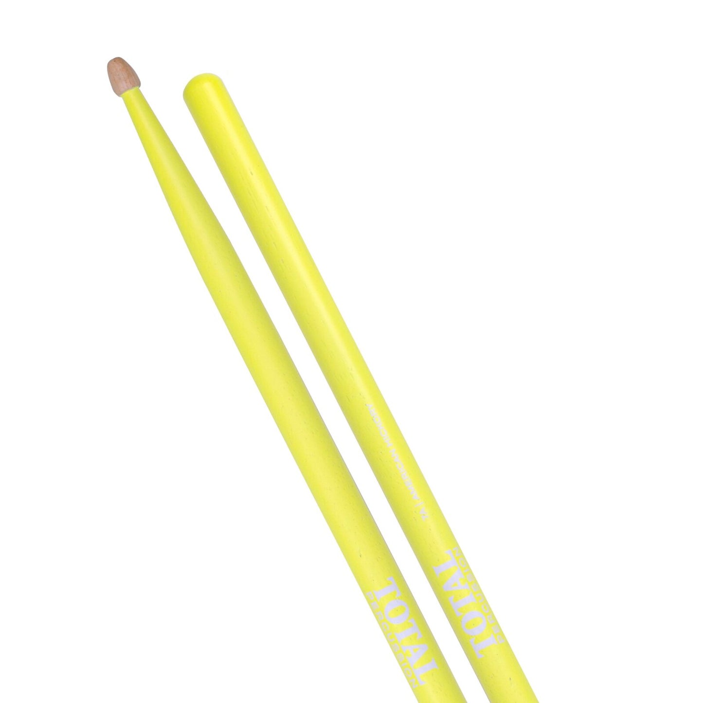TOTAL PERCUSSION Fluorescent yellow with natural tip. Drum Sticks. 7A Wood tip. — view 3