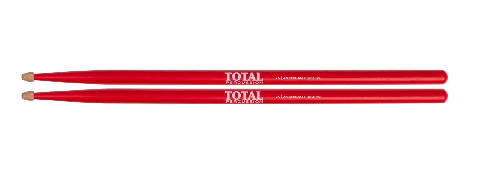 TOTAL PERCUSSION Red finish with natural tip. Drum Sticks. 7A Wood tip. — view 2
