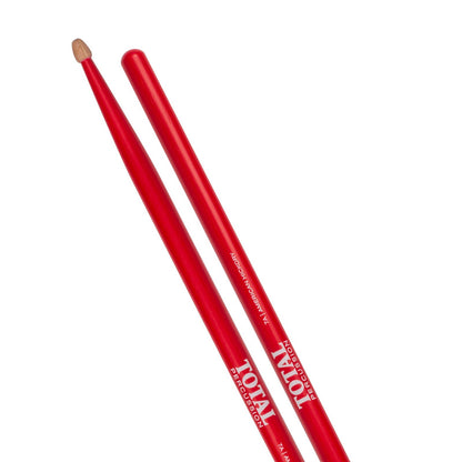 TOTAL PERCUSSION Red finish with natural tip. Drum Sticks. 7A Wood tip. — view 3