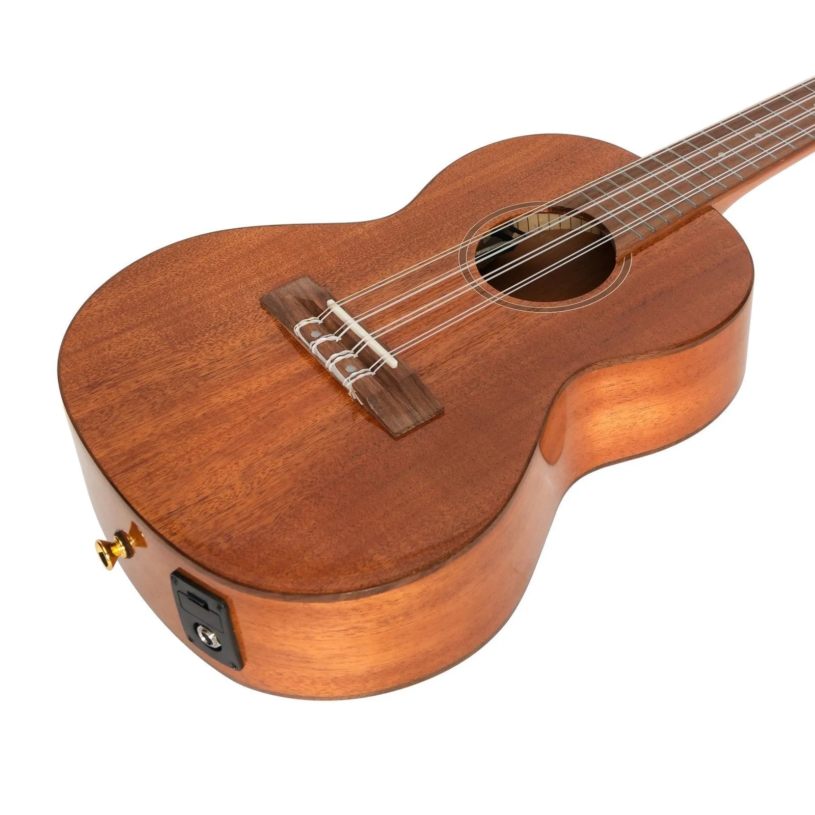 Tiki T8E 8 String Mahogany Solid Top Electric Ukulele with Hard Case Natural Gloss — view 6