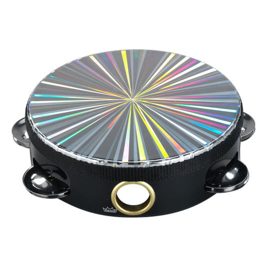 REMO - 6 Inch Radiant Tambourine  Pre-tuned Head, 6 Pairs Jingles, Black