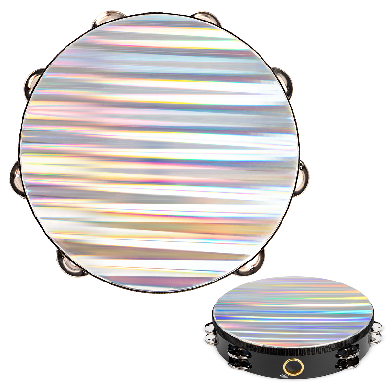 Remo Radiant Tambourine - 8" Single Row, Black Shell, Reflective Head — view 5