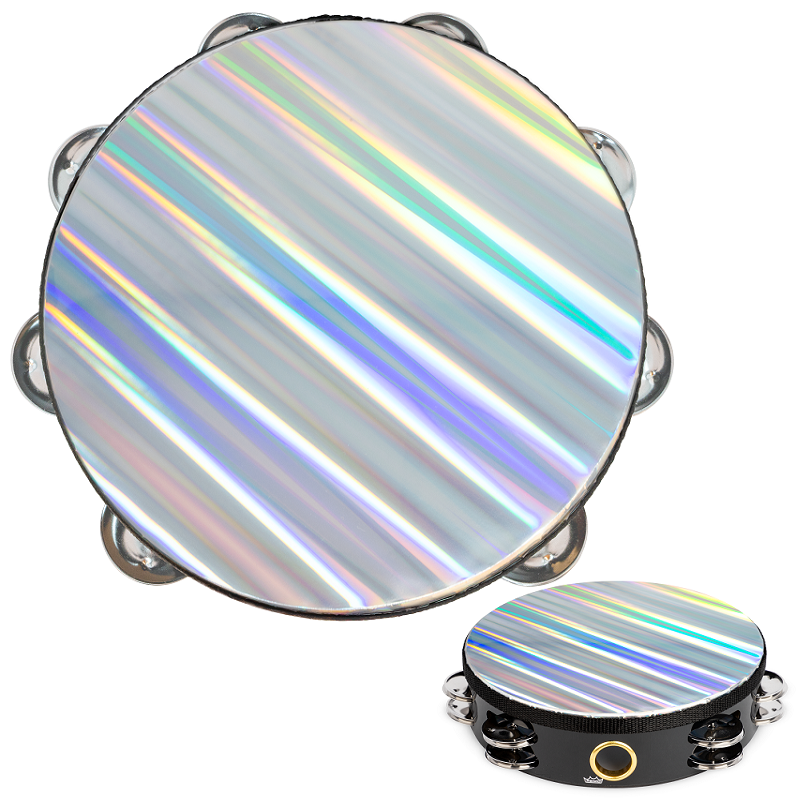 Remo Radiant Tambourine - 10" Double Row, Black Shell with Reflective Head — view 4