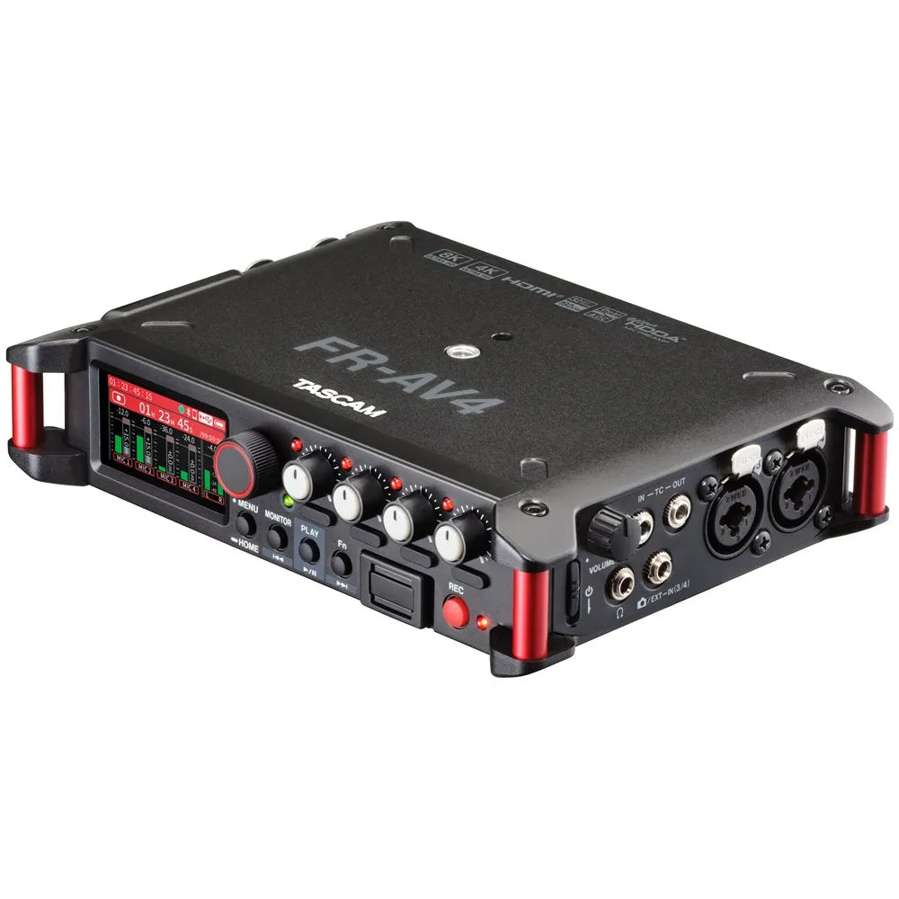 Tascam FR-AV4 Linear PCM Recorder with 4 XLR/TRS Inputs, Built-in Mixer, HDMI Sync, 32-bit Float Recording, and USB-C Audio Interface