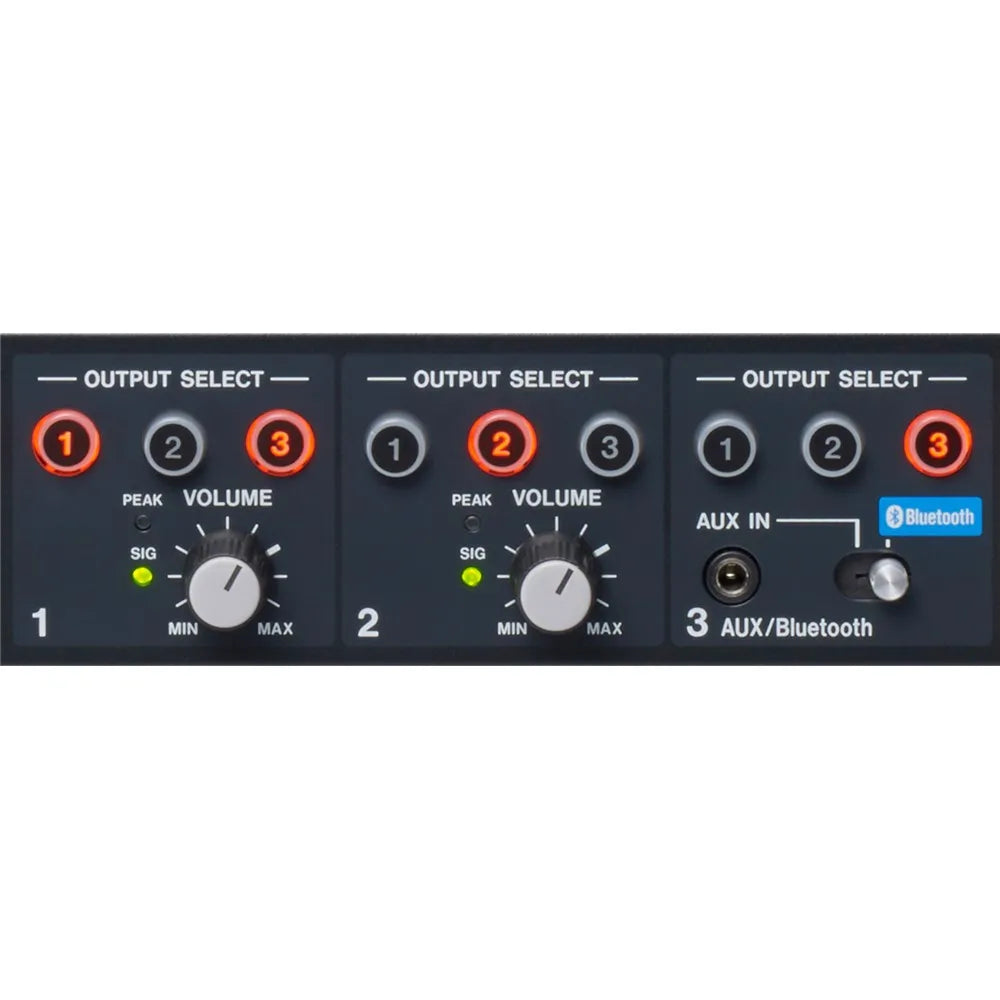 Tascam MZ-123BT 3-Ch Multi-zone Mixer with Bluetooth, 2 Mic Inputs, 3 Zone Outputs, Euroblock Connectors, Rack-Mount Size