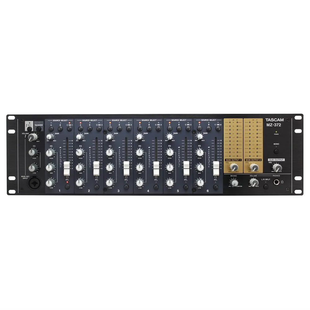 Tascam MZ-372 7-Channel Multi-Zone Mixer with Flexible I/O and Dual Outputs
