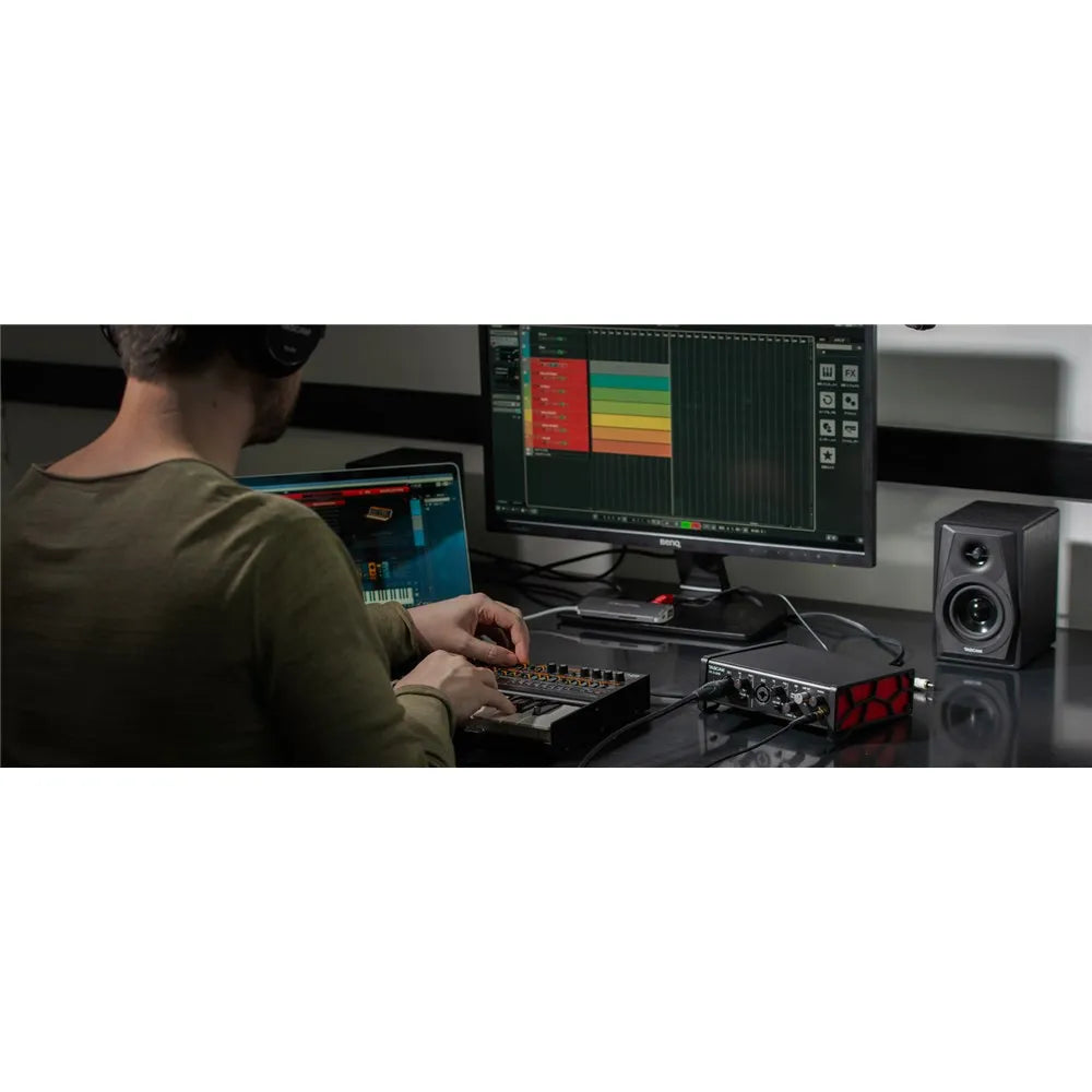 Tascam US-2x2HR USB-C Audio Interface, 2-In/2-Out, 192 kHz, MIDI Ports, Loopback Function, Direct Monitoring, Compatible with iOS/DAW — view 3