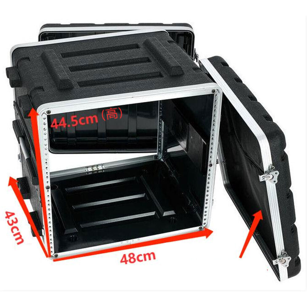 Torque 10U Rack Case in Black - Lightweight ABS, 17" Deep, Aluminum Rails, Spring-Loaded Handles, Butterfly Latches, Standard 19" Mounting Rails — view 3