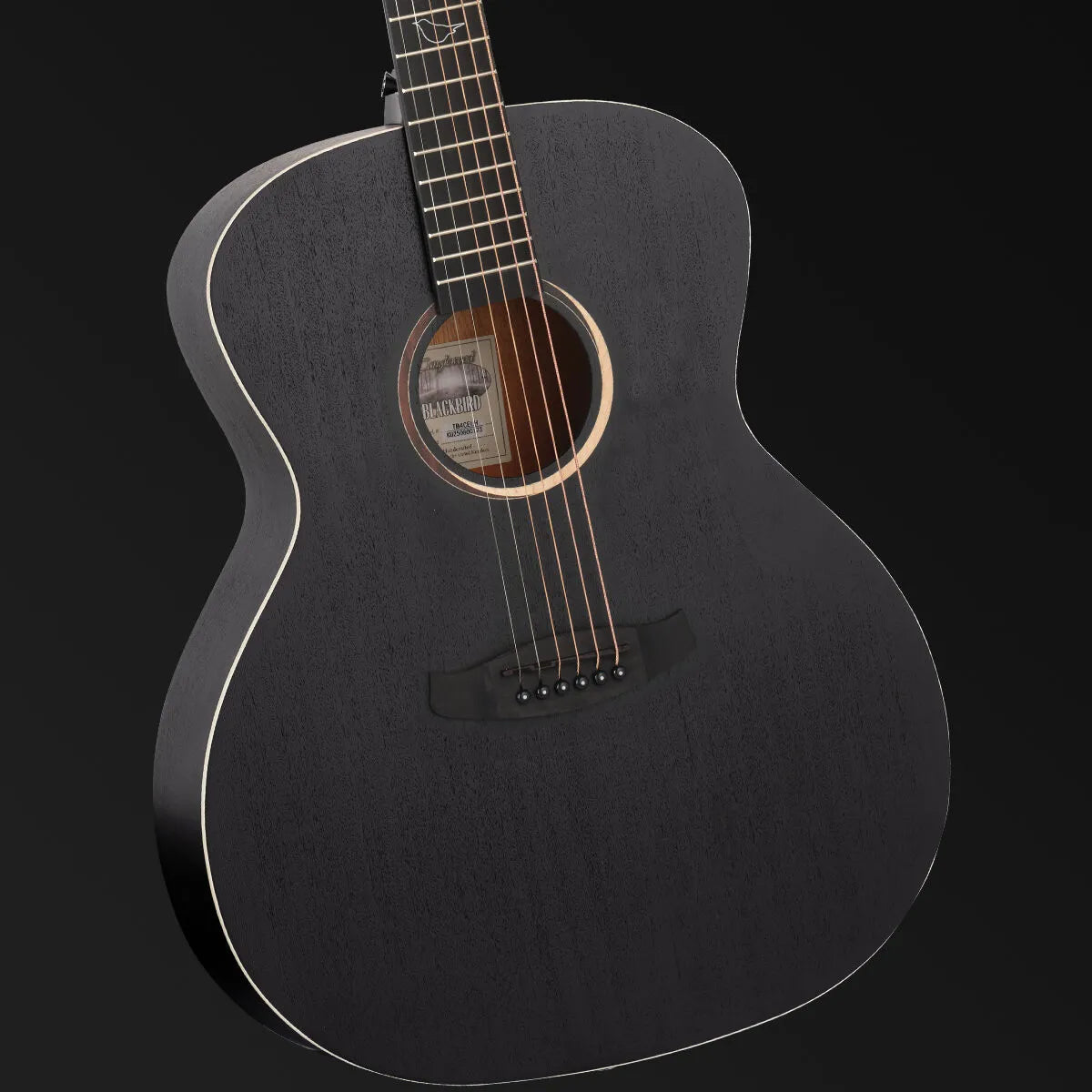Tanglewood Blackbird TB3-LH Left-Hand Orchestra Acoustic Guitar Smokestack Black Satin