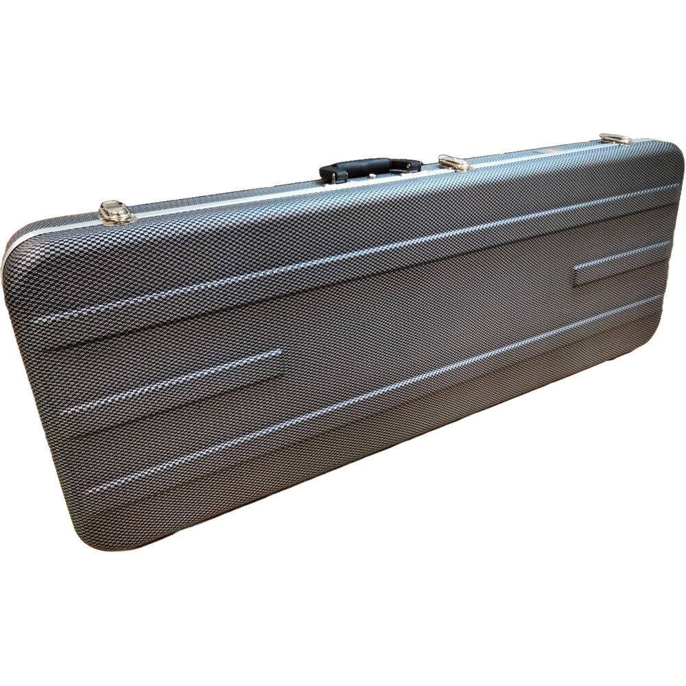 Torque Deluxe Rectangular Electric Bass Guitar Case, Black/White Finish, ABS Plastic, EPS Foam Interior, Lockable Latch, Spacious Storage — view 5