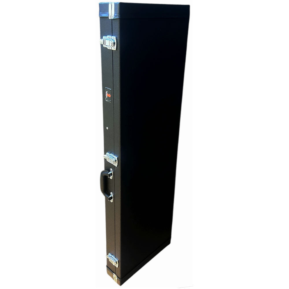 Torque Rectangular Electric Bass Guitar Case - Black Finish, Multi-Ply Wood Construction, Plush Interior, Lockable, Padded Handle, Storage Compartment