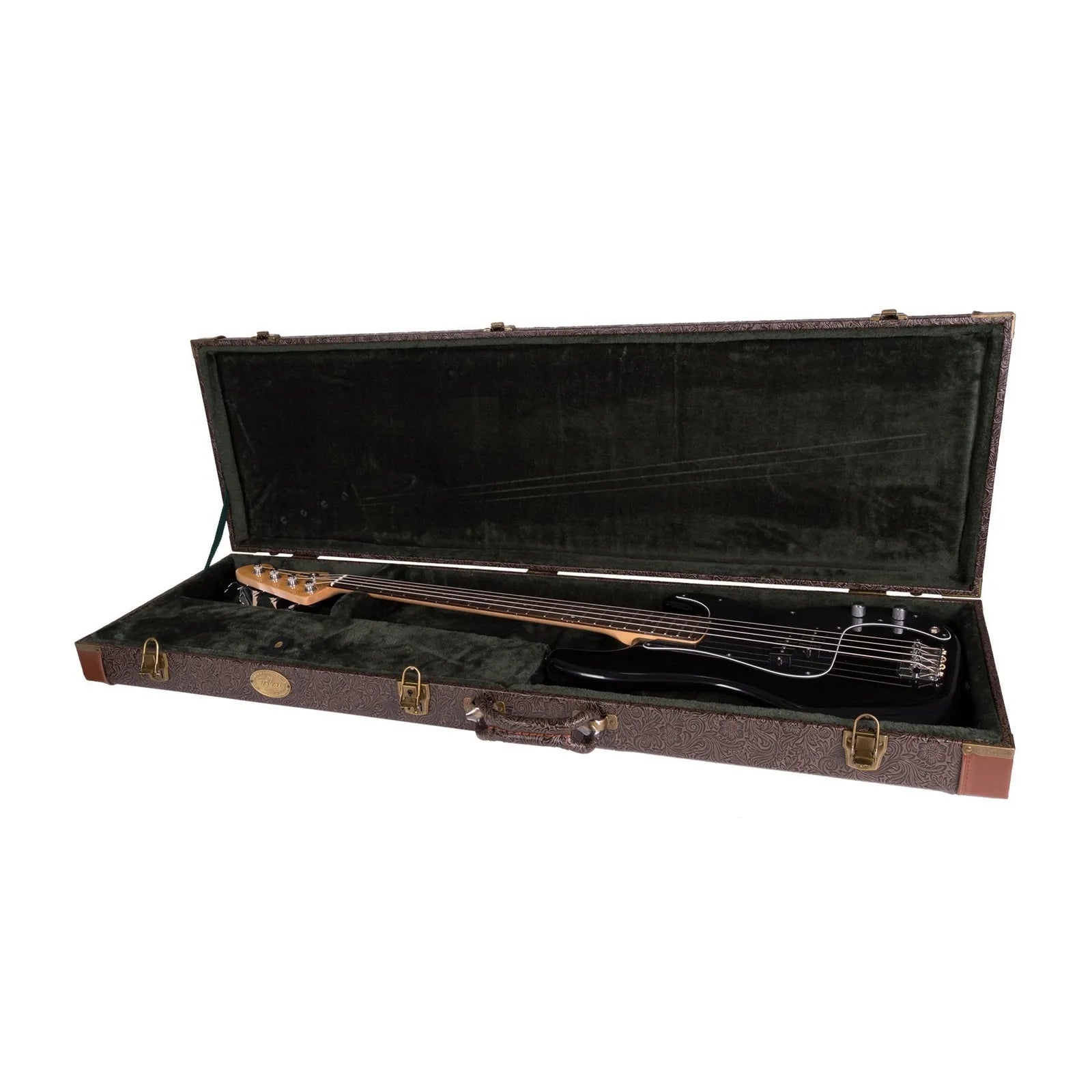 Tokai Deluxe Rectangular P-Bass and J-Bass Hard Case - Dark Brown Paisley — view 3