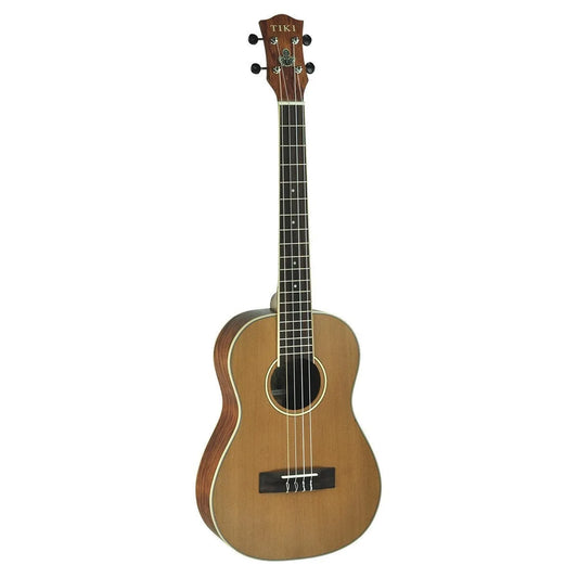 Tiki 7 Series TCB-7-NST Cedar Solid Top Baritone Ukulele with Hard Case - Natural Satin