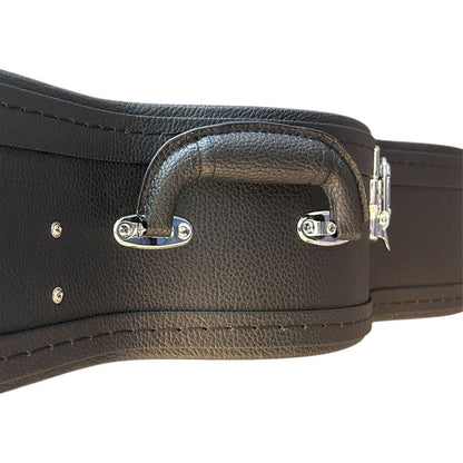 Torque Wooden Archtop Classical Guitar Case - Black Finish with Plush Interior and Storage Compartment — view 3