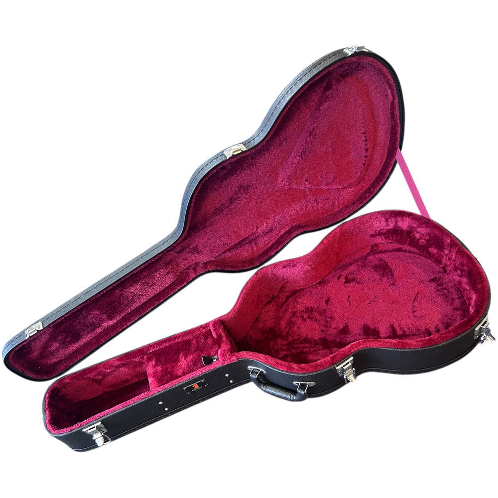 Torque Wooden Archtop Classical Guitar Case - Black Finish with Plush Interior and Storage Compartment — view 2