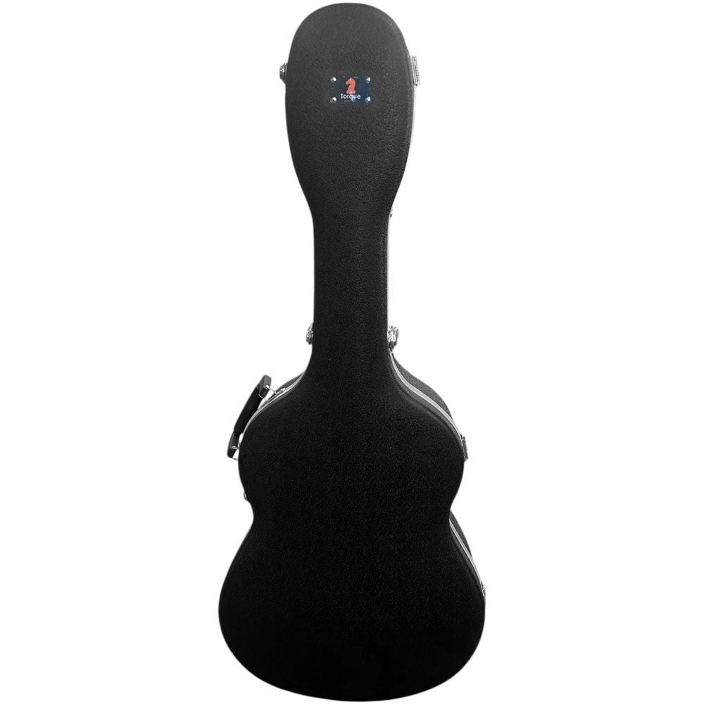 Torque Deluxe ABS Classical Guitar Case - Black Finish with EPS Foam Interior, Storage Compartment, and Lockable Latch