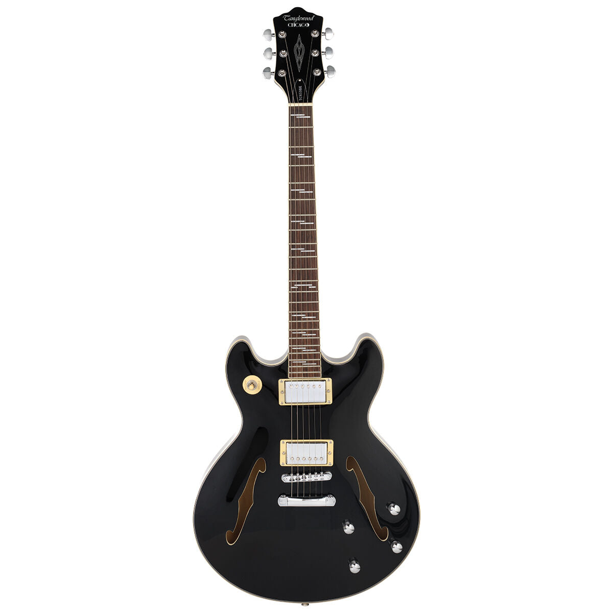 Tanglewood Chicago TCH59-BK Arch Top Electric Guitar in Obsidian Black Gloss — view 2
