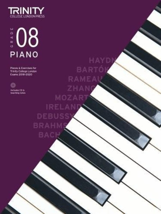 Trinity Piano Exams: Pieces & Exercises Grade 8, 2018–2020 — Book & CD (Trinity College London)