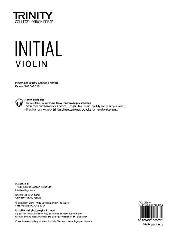 Trinity Violin Exam Pieces 2020-2023 Initial Violin Part