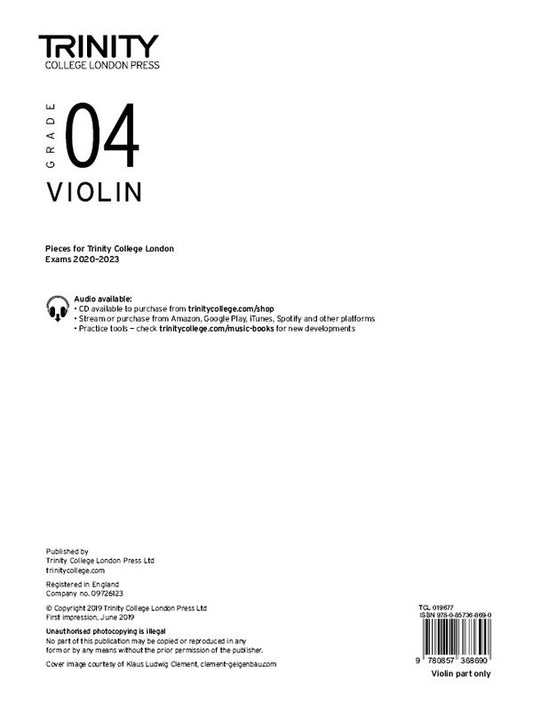 Trinity Violin Exam Pieces 2020-2023 Grade 4 Violin Part
