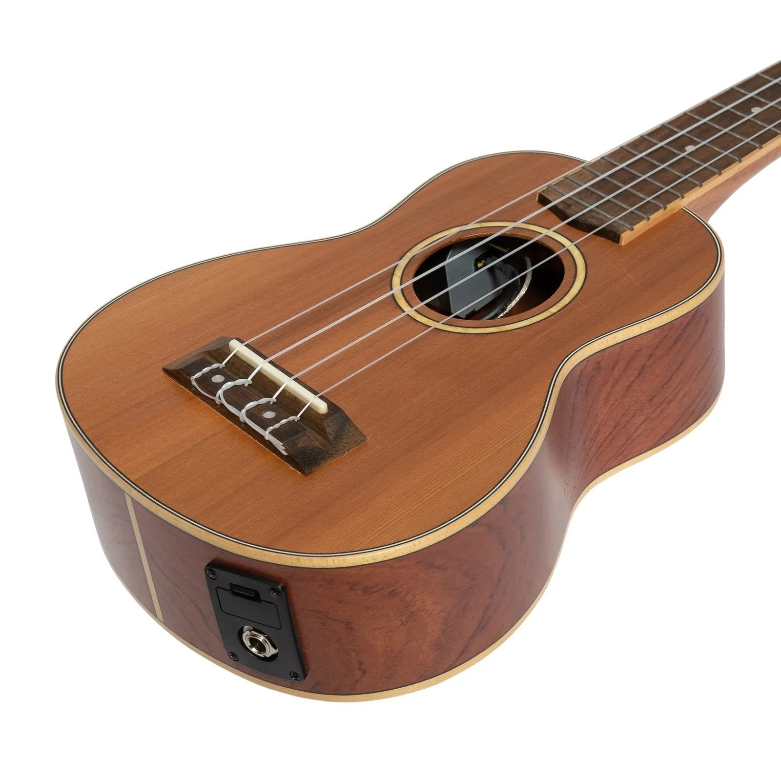 Tiki 7 Series Cedar Solid Top Electric Soprano Ukulele with Deluxe Paisley Hard Case Natural Satin — view 6