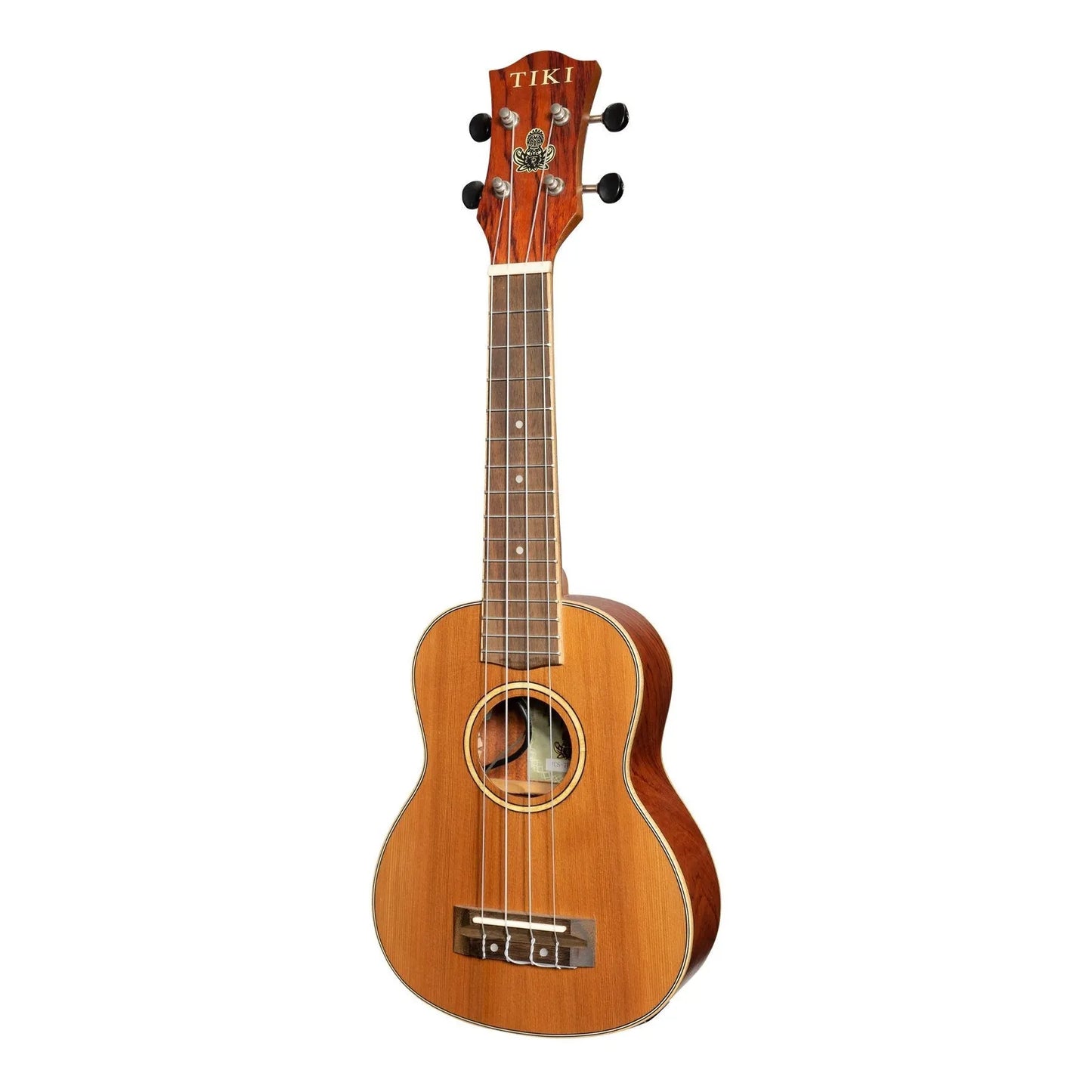 Tiki 7 Series Cedar Solid Top Electric Soprano Ukulele with Deluxe Paisley Hard Case Natural Satin