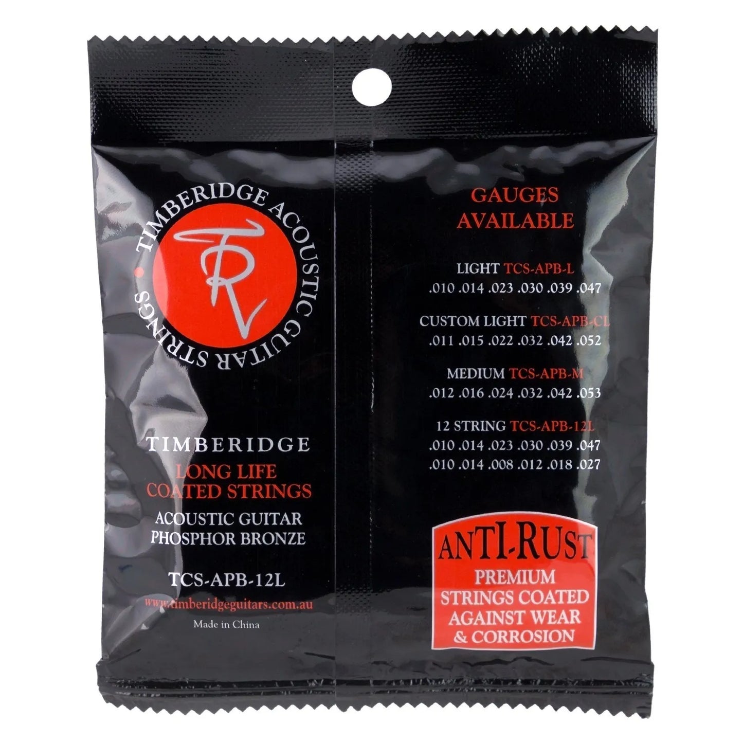 Timberidge Long Life Coated Phosphor Bronze 12-String Acoustic Guitar Strings (10-47) — view 2
