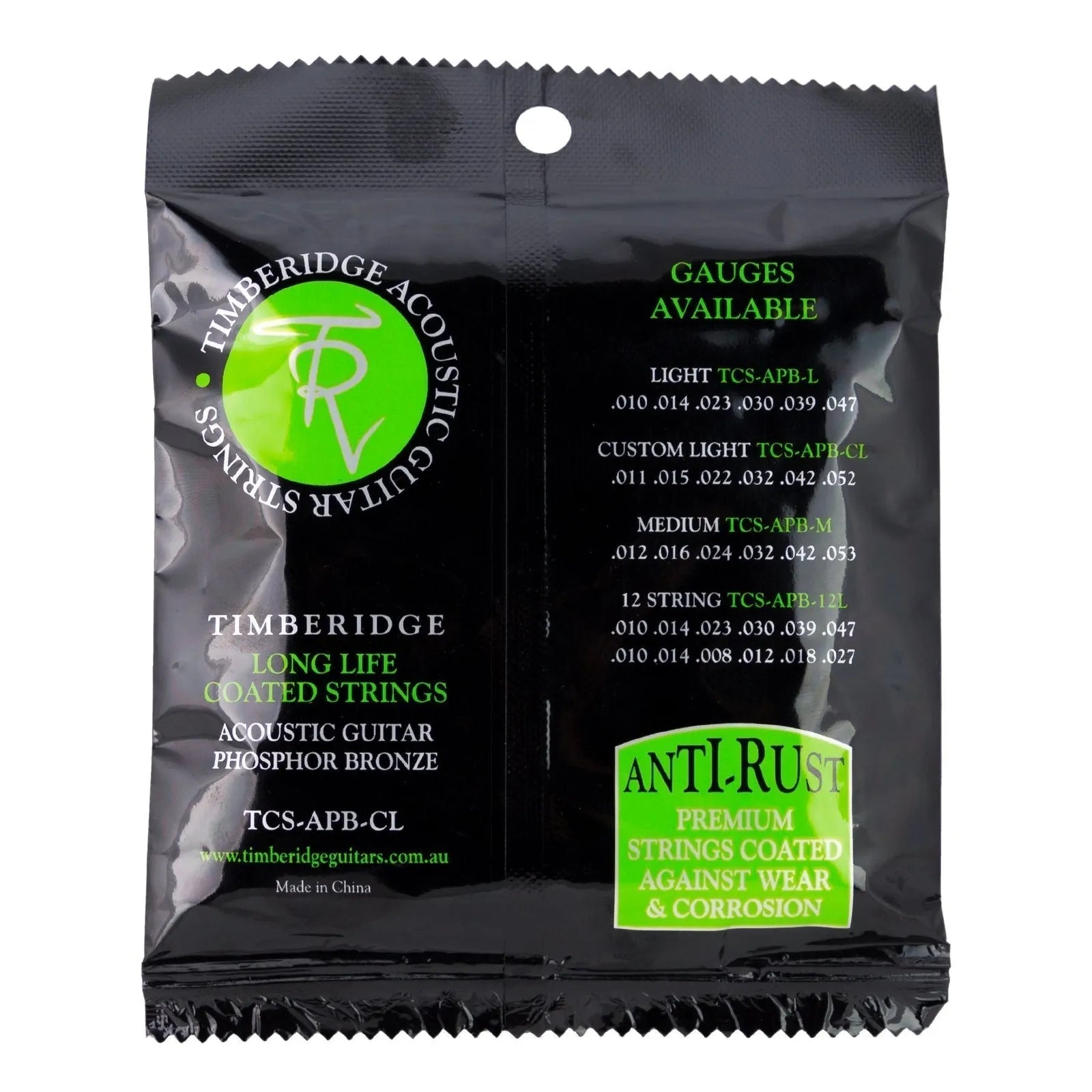 Timberidge Custom Light Phosphor Bronze Acoustic Guitar Strings 11-52 Long Life Coated — view 2