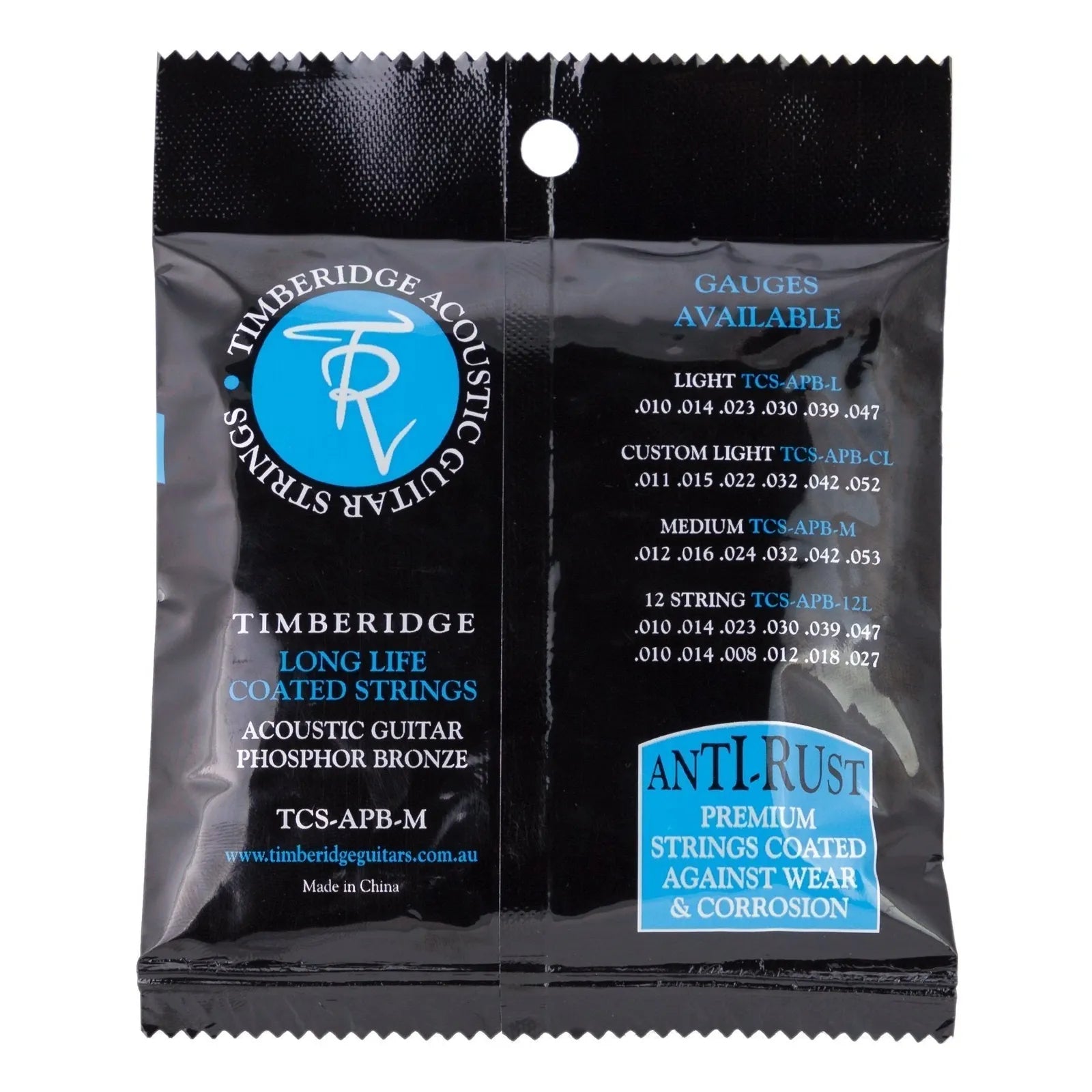 Timberidge Medium Phosphor Bronze Long Life Coated Acoustic Guitar Strings 12-53 — view 2
