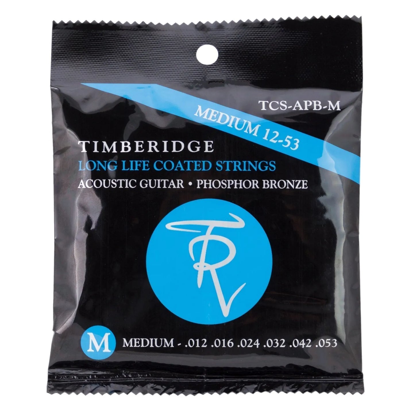 Timberidge Medium Phosphor Bronze Long Life Coated Acoustic Guitar Strings 12-53